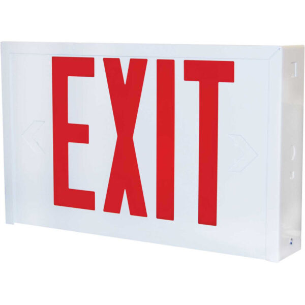 Lithonia Lighting L X W 3 R EL N Emergency Exit Sign, Single Or Double Faced, Battery Backup, White