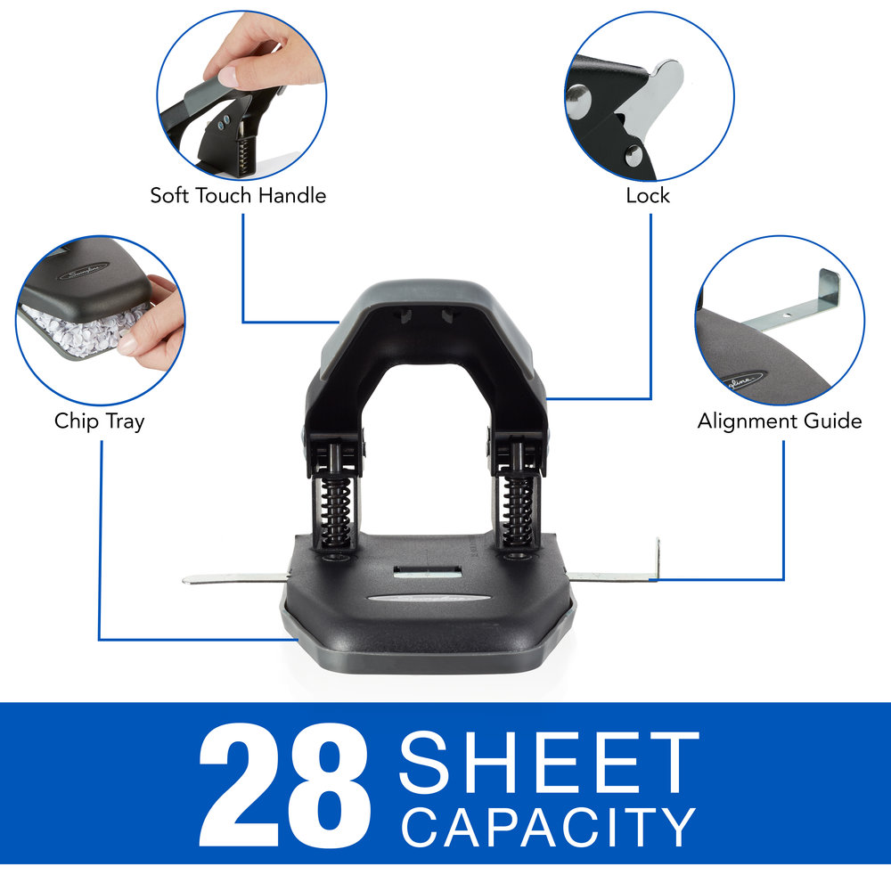 Swingline® Comfort Handle 2-Hole Punch, 50% Easier, 1/4 Hole Size, 28  Sheets